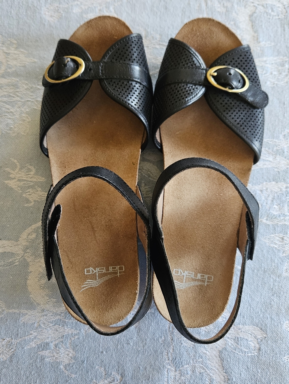 Dansko Black Sandals Wedge Heel  Double Adjustable Straps, Comfort Size 39 - Picture 5 of 9